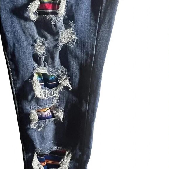 Judy Blue Skinny distressed jeans with Aztec accents size 5/27 - Picture 2 of 4